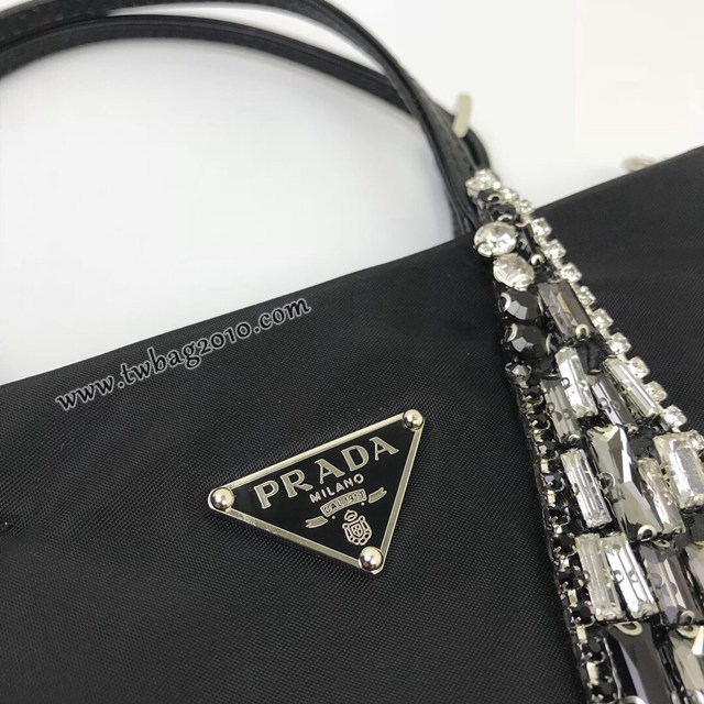 Prada專櫃新款閃電水鑽托特包 1BA255 普拉達楊冪同款大號閃電水鑽手拎/鏈條包 csp1363